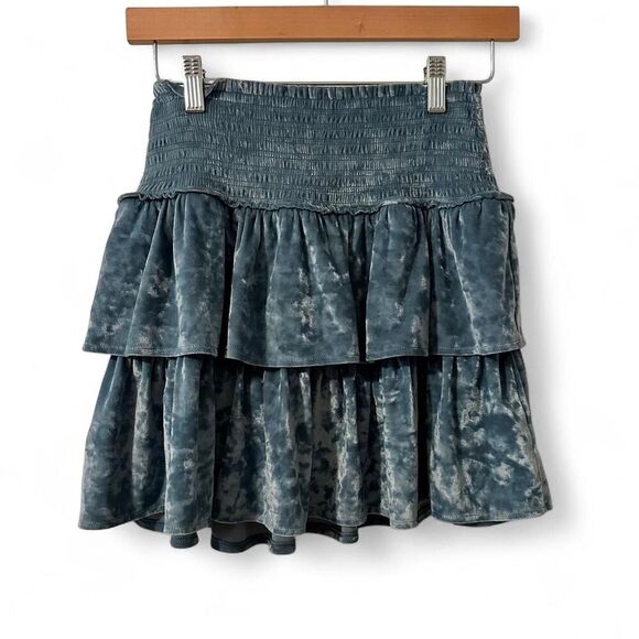 Aerie Women's Mint Green Crushed Velvet Skirt - Picture 3 of 6